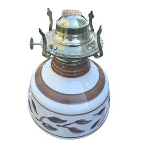 Lamplight Farms USA Vintage Ceramic Oil Lamp Base Hand Painted‎ Brown White